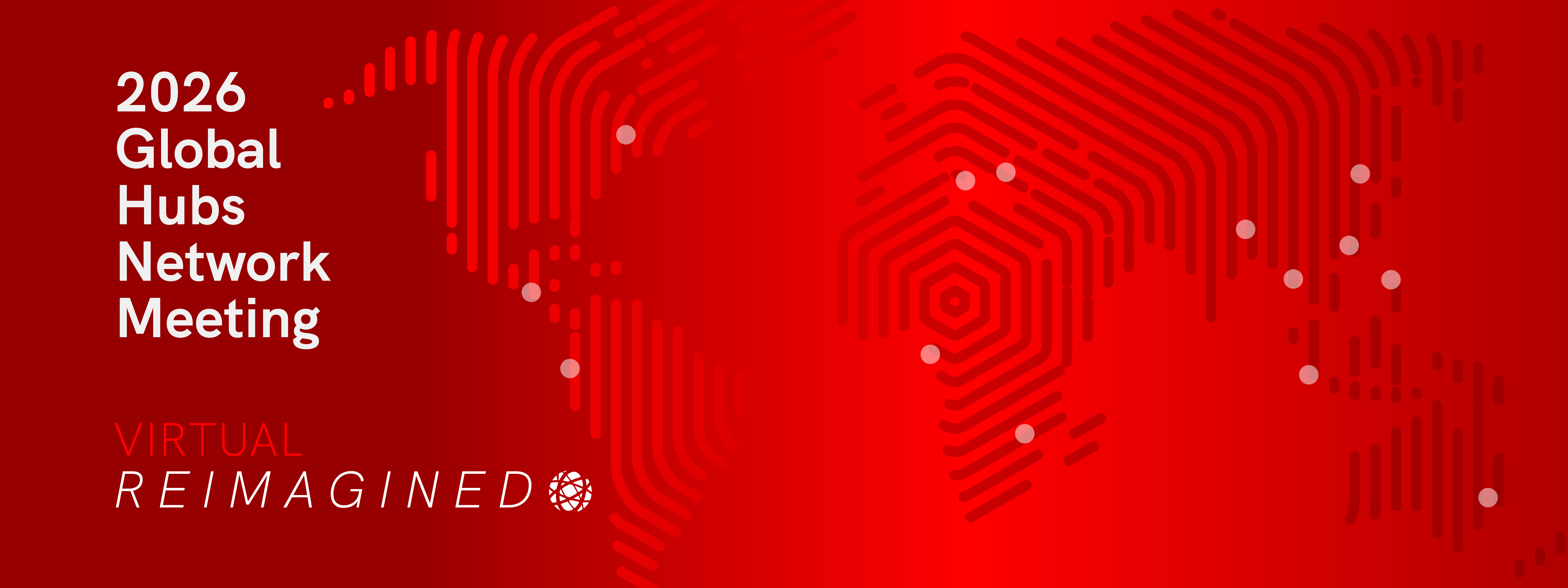 Graphic of a stylized map in Cornell red colors with dots for partner locations.