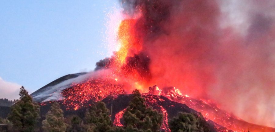 Volcano erupting
