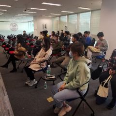 Seated students listening to a speaker at the Cornell China Center.