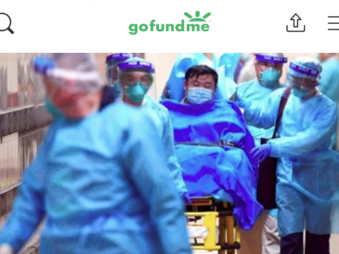 screenshot of Go Fund Me page with hospital scene as an image