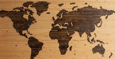 Wood texture map of the world 