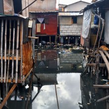 Flooded shanty houses.